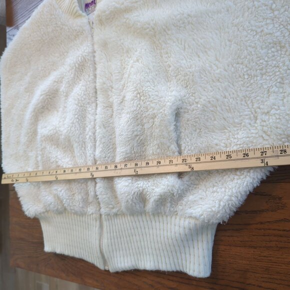 Vintage Monterey Fashions White Sherpa Bomber Jacket Women 16 Zip Up Teddy Coat - Picture 11 of 13